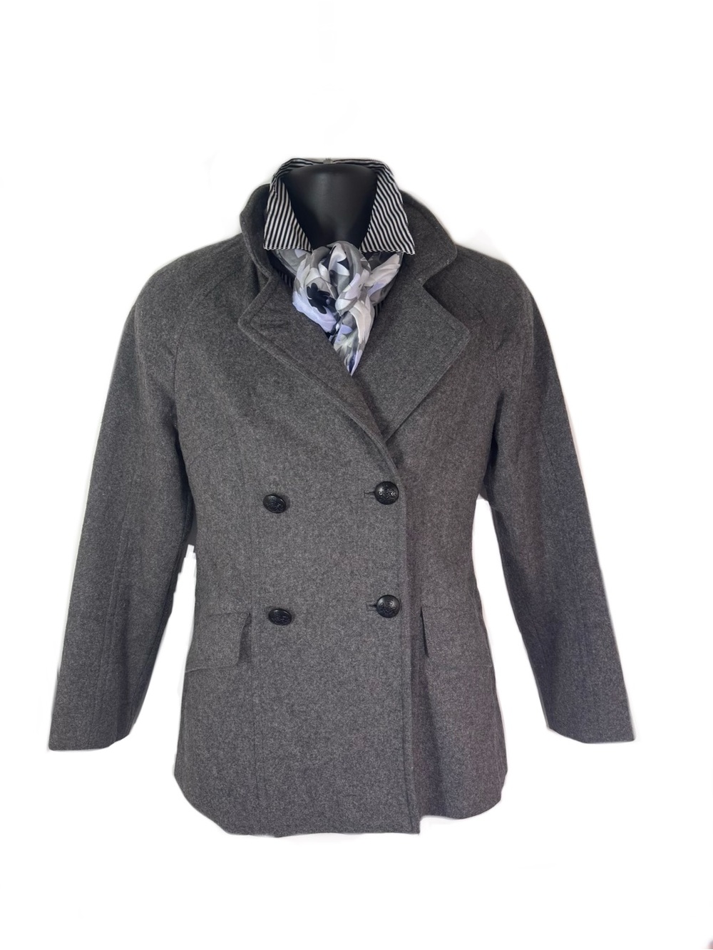Banana Republic Charcoal Gray Double-Breasted Peacoat S